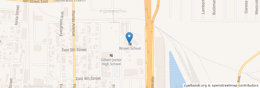 Mapa de ubicacion de Brown School en États-Unis D'Amérique, Floride, Comté De Duval, Jacksonville.
