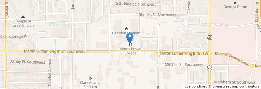 Mapa de ubicacion de Morris Brown College en 美利坚合众国/美利堅合眾國, 喬治亞州, Fulton County, Atlanta.
