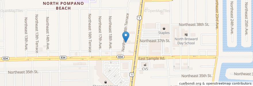 Mapa de ubicacion de Calvary Church en Estados Unidos Da América, Flórida, Broward County, Pompano Beach.