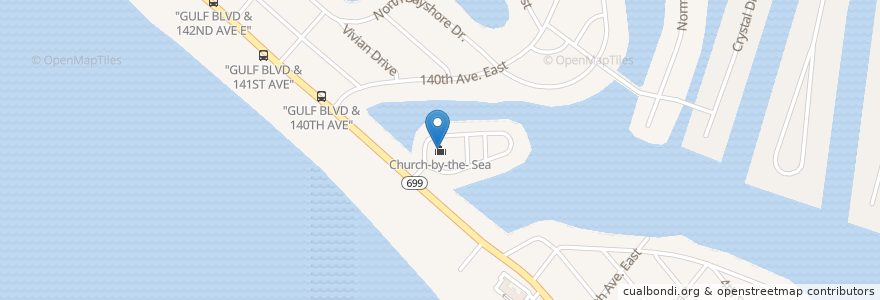 Mapa de ubicacion de Church-by-the- Sea en 美利坚合众国/美利堅合眾國, 佛罗里达州/佛羅里達州, Pinellas County, Madeira Beach.