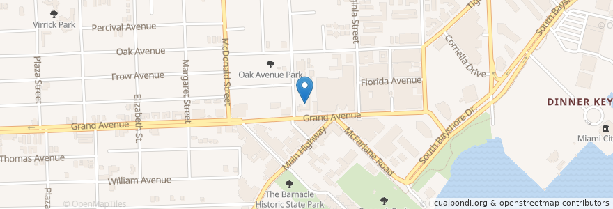 Mapa de ubicacion de Coconut Grove School en Amerika Birleşik Devletleri, Florida, Miami-Dade County, Miami.