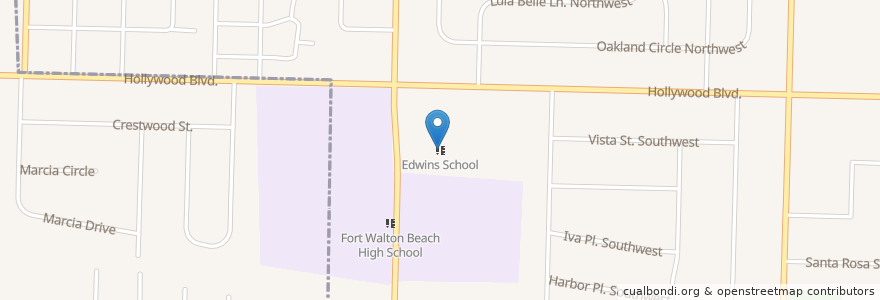 Mapa de ubicacion de Edwins School en United States, Florida, Okaloosa County, Fort Walton Beach.