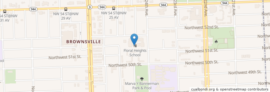 Mapa de ubicacion de Floral Heights School en 美利坚合众国/美利堅合眾國, 佛罗里达州/佛羅里達州, 迈阿密-戴德县/邁亞美戴德縣/邁阿密-戴德郡.