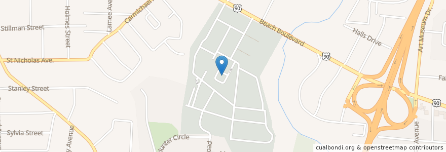 Mapa de ubicacion de Greenlawn Cemetery en アメリカ合衆国, フロリダ州, デュバル郡, ジャクソンビル.