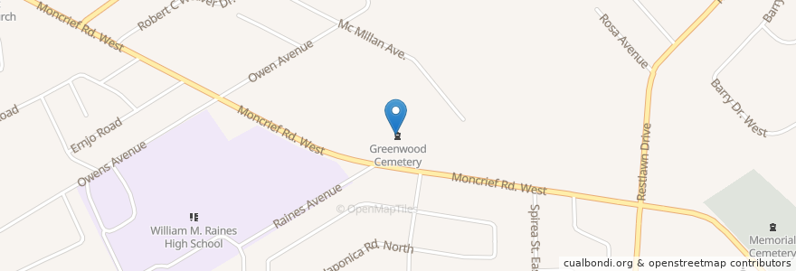 Mapa de ubicacion de Greenwood Cemetery en Amerika Birleşik Devletleri, Florida, Duval County, Jacksonville.