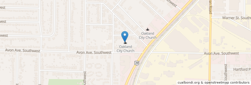 Mapa de ubicacion de Oakland City Church en Amerika Birleşik Devletleri, Georgia, Fulton County, Atlanta.
