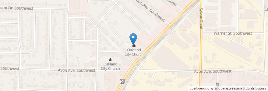 Mapa de ubicacion de Oakland City Church en United States, Georgia, Fulton County, Atlanta.