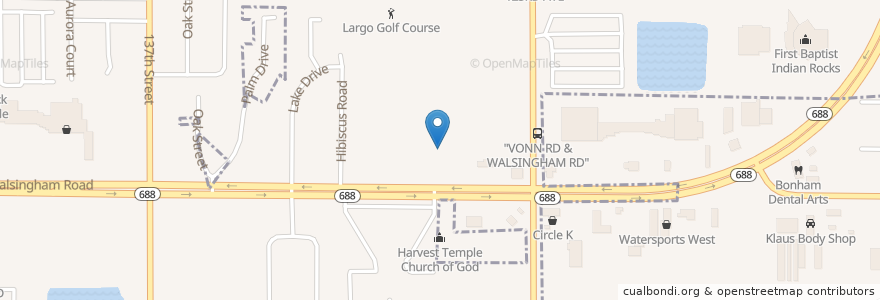 Mapa de ubicacion de Harvest Temple Church en アメリカ合衆国, フロリダ州, Pinellas County, Largo.