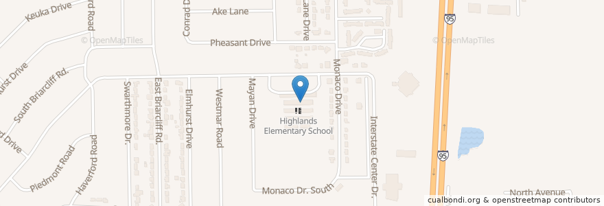 Mapa de ubicacion de Highlands School en アメリカ合衆国, フロリダ州, デュバル郡, ジャクソンビル.