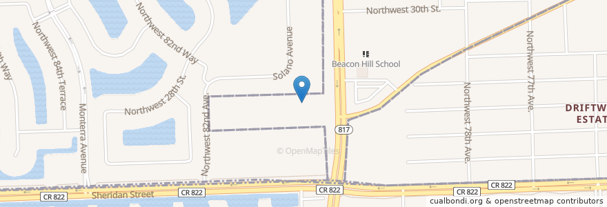 Mapa de ubicacion de Holy Sacrament Church en Vereinigte Staaten Von Amerika, Florida, Broward County, Cooper City.