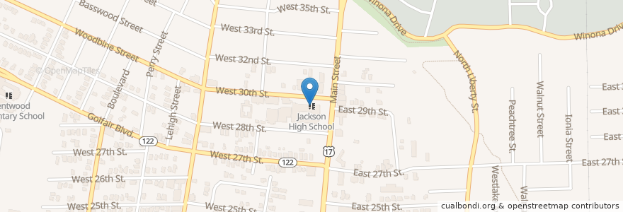 Mapa de ubicacion de Jackson High School en アメリカ合衆国, フロリダ州, デュバル郡, ジャクソンビル.