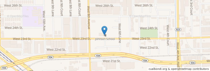 Mapa de ubicacion de Johnson School en 美利坚合众国/美利堅合眾國, 佛罗里达州/佛羅里達州, 迈阿密-戴德县/邁亞美戴德縣/邁阿密-戴德郡, Hialeah.