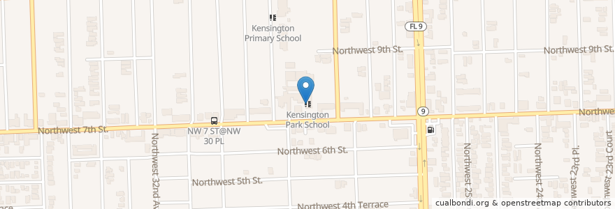Mapa de ubicacion de Kensington Park School en United States, Florida, Miami-Dade County, Miami.