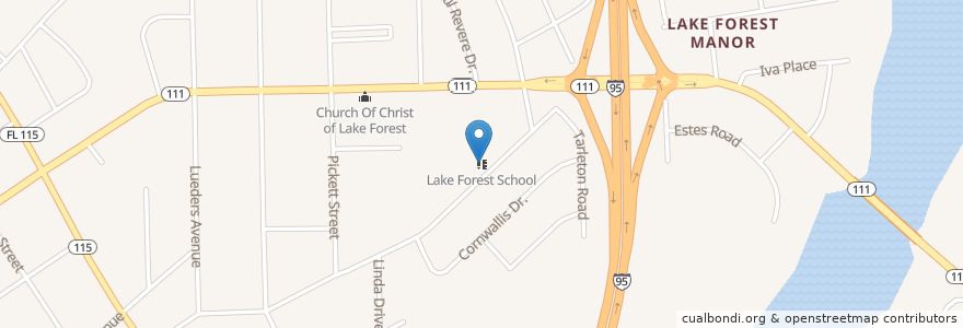 Mapa de ubicacion de Lake Forest School en United States, Florida, Duval County, Jacksonville.