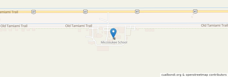 Mapa de ubicacion de Miccosukee School en 美利坚合众国/美利堅合眾國, 佛罗里达州/佛羅里達州, 迈阿密-戴德县/邁亞美戴德縣/邁阿密-戴德郡.