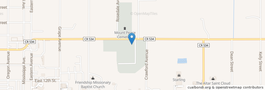 Mapa de ubicacion de Mount Peace Cemetery en الولايات المتّحدة الأمريكيّة, فلوريدا, Osceola County.