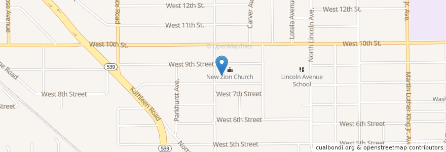 Mapa de ubicacion de New Zion Church en アメリカ合衆国, フロリダ州, Polk County, Lakeland.