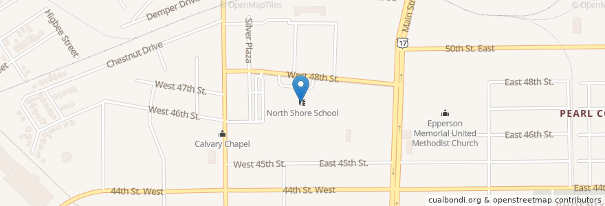 Mapa de ubicacion de North Shore School en 美利坚合众国/美利堅合眾國, 佛罗里达州/佛羅里達州, 杜瓦尔县/杜瓦爾縣/杜瓦爾郡, 杰克逊维尔/傑克遜維爾.