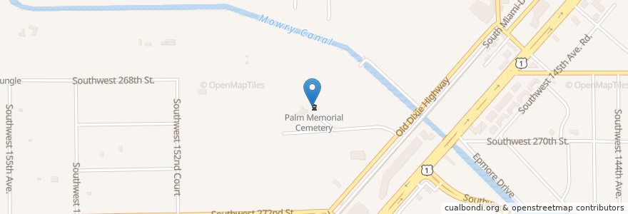 Mapa de ubicacion de Palm Memorial Cemetery en アメリカ合衆国, フロリダ州, マイアミ・デイド郡.