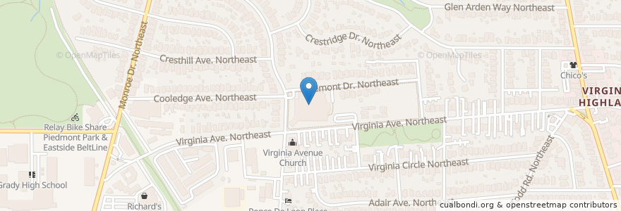 Mapa de ubicacion de Samuel Martin Inman Middle School en ایالات متحده آمریکا, جورجیا, Fulton County, Atlanta.