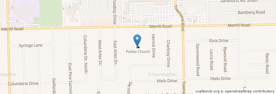 Mapa de ubicacion de Parker Church en 美利坚合众国/美利堅合眾國, 佛罗里达州/佛羅里達州, 杜瓦尔县/杜瓦爾縣/杜瓦爾郡, 杰克逊维尔/傑克遜維爾.