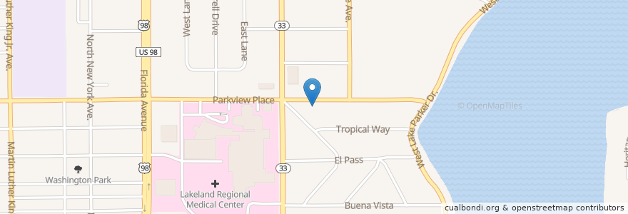 Mapa de ubicacion de Parkview Church en アメリカ合衆国, フロリダ州, Polk County, Lakeland.