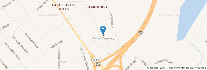 Mapa de ubicacion de Pickett Cemetery en États-Unis D'Amérique, Floride, Comté De Duval, Jacksonville.