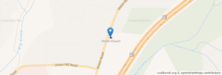 Mapa de ubicacion de Shiloh Church en 美利坚合众国/美利堅合眾國, 喬治亞州, Forsyth County.