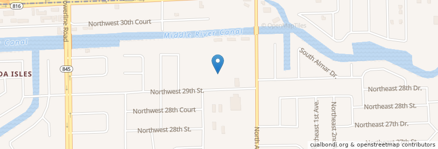 Mapa de ubicacion de Saint Clements School en 미국, 플로리다주, Broward County, Wilton Manors, Oakland Park.