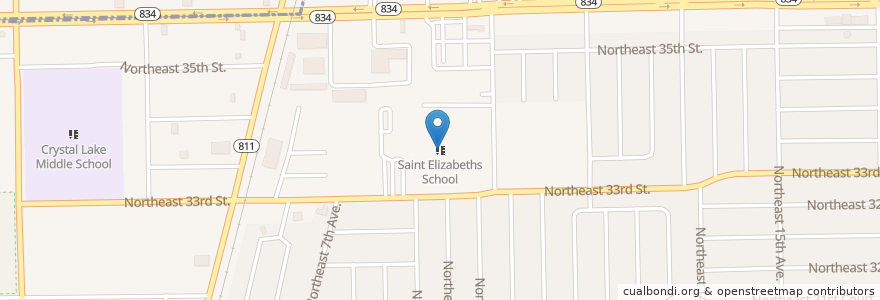 Mapa de ubicacion de Saint Elizabeths School en Соединённые Штаты Америки, Флорида, Broward County, Pompano Beach.
