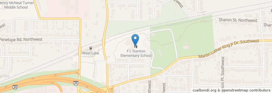 Mapa de ubicacion de F L Stanton Elementary School en United States, Georgia, Fulton County, Atlanta.