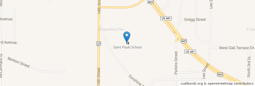 Mapa de ubicacion de Saint Pauls School en 美利坚合众国/美利堅合眾國, 佛罗里达州/佛羅里達州, Lake County, Leesburg.