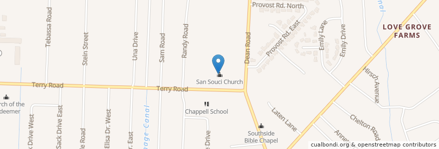 Mapa de ubicacion de San Souci Church en 美利坚合众国/美利堅合眾國, 佛罗里达州/佛羅里達州, 杜瓦尔县/杜瓦爾縣/杜瓦爾郡, 杰克逊维尔/傑克遜維爾.