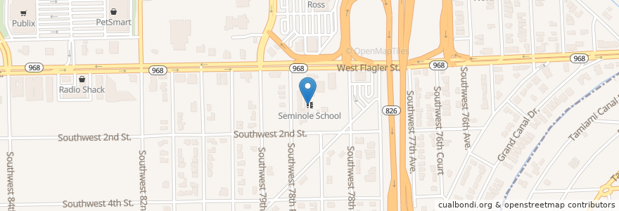 Mapa de ubicacion de Seminole School en Vereinigte Staaten Von Amerika, Florida, Miami-Dade County.