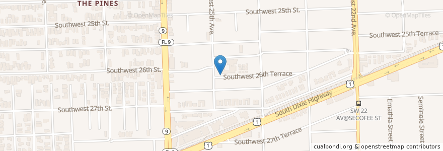 Mapa de ubicacion de Silver Bluff School en アメリカ合衆国, フロリダ州, マイアミ・デイド郡, マイアミ.