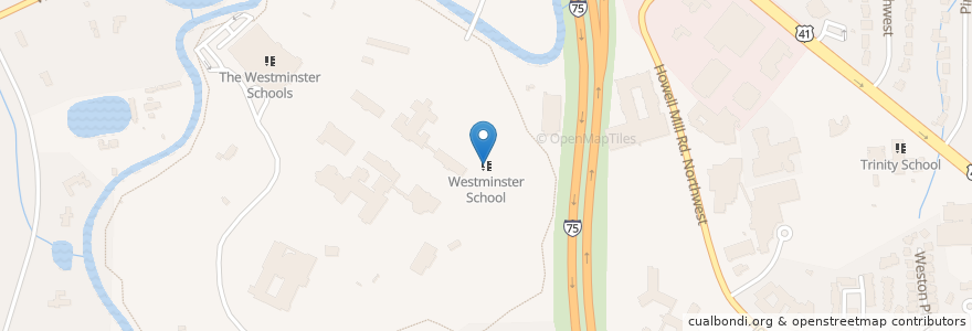 Mapa de ubicacion de Westminster School en アメリカ合衆国, ジョージア州, Fulton County, Atlanta.