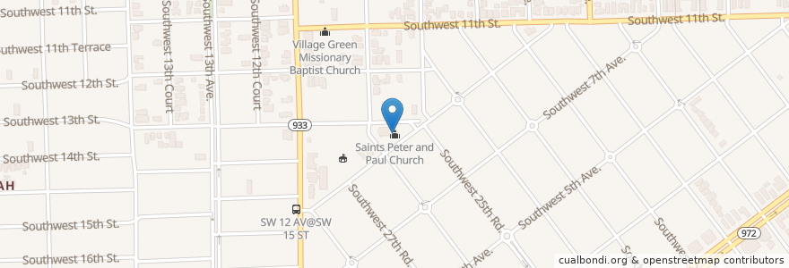 Mapa de ubicacion de Saints Peter and Paul Church en 美利坚合众国/美利堅合眾國, 佛罗里达州/佛羅里達州, 迈阿密-戴德县/邁亞美戴德縣/邁阿密-戴德郡, 迈阿密/邁阿密.