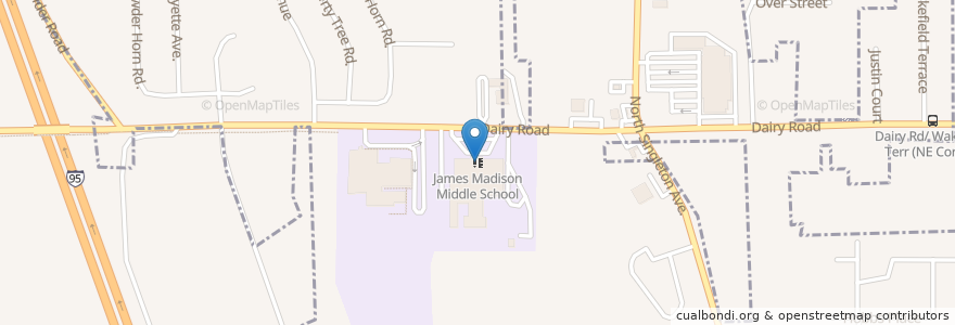 Mapa de ubicacion de James Madison Middle School en Amerika Birleşik Devletleri, Florida, Brevard County, Titusville.