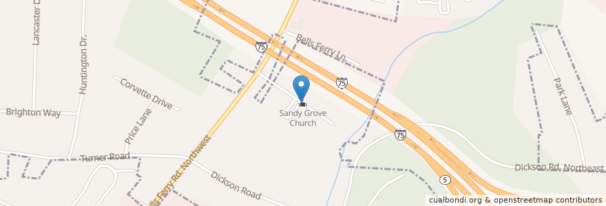 Mapa de ubicacion de Sandy Grove Church en ایالات متحده آمریکا, جورجیا, Cobb County.
