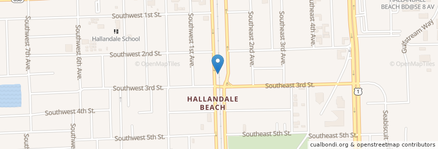 Mapa de ubicacion de Hallandale Adult and Community Center en Estados Unidos De América, Florida, Broward County, Hallandale Beach.