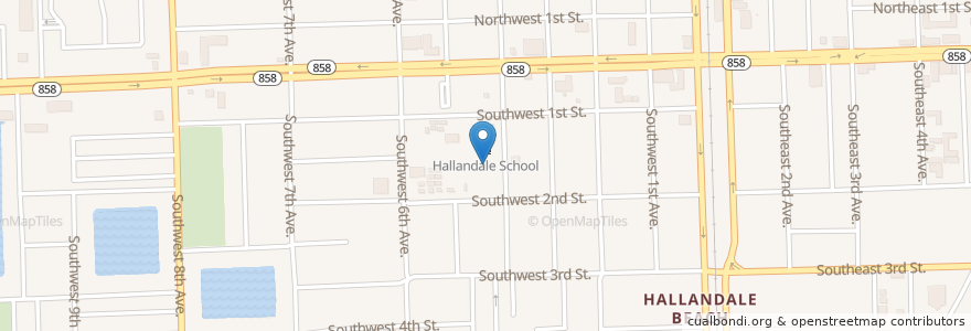 Mapa de ubicacion de Hallandale Elementary School en アメリカ合衆国, フロリダ州, Broward County, Hallandale Beach.
