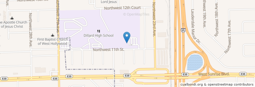 Mapa de ubicacion de Dillard Elementary School en 미국, 플로리다주, Broward County, Fort Lauderdale.