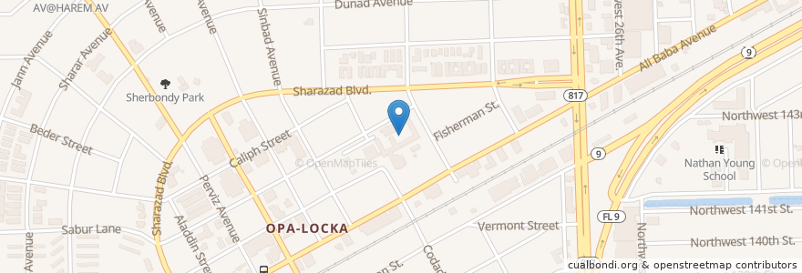 Mapa de ubicacion de Opa-Locka Elementary School en ایالات متحده آمریکا, فلوریدا, شهرستان میامی-دید، فلوریدا, Opa-Locka.