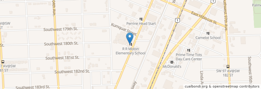 Mapa de ubicacion de R R Moton Elementary School en ایالات متحده آمریکا, فلوریدا, شهرستان میامی-دید، فلوریدا.