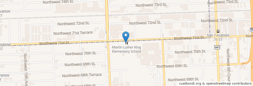 Mapa de ubicacion de Martin Luther King Elementary School en Stati Uniti D'America, Florida, Contea Di Miami-Dade, Miami.