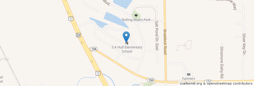 Mapa de ubicacion de S A Hull Elementary School en 미국, 플로리다주, Duval County, 잭슨빌.