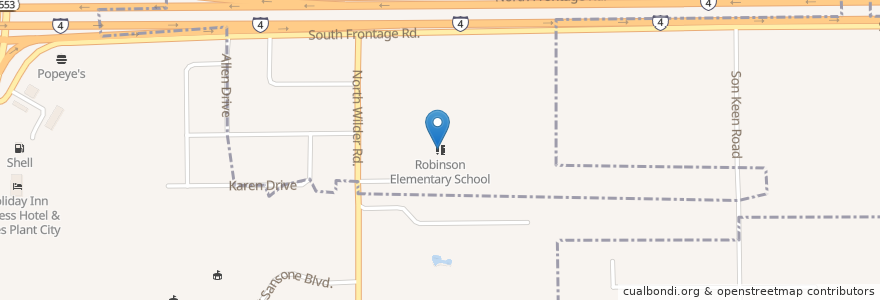 Mapa de ubicacion de Robinson Elementary School en Estados Unidos Da América, Flórida, Hillsborough County.