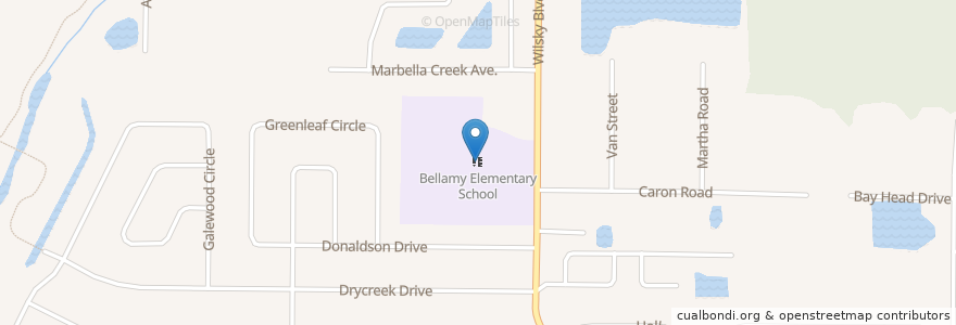 Mapa de ubicacion de Bellamy Elementary School en Соединённые Штаты Америки, Флорида, Hillsborough County.