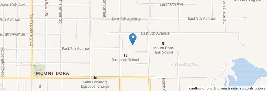 Mapa de ubicacion de Mount Dora High School en Estados Unidos Da América, Flórida, Lake County, Mount Dora.
