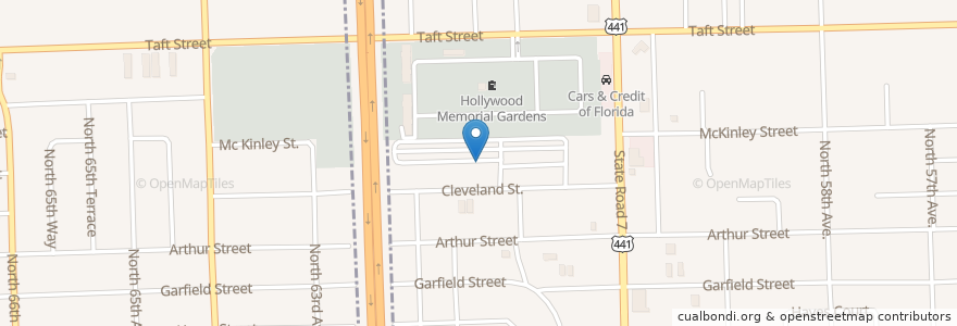 Mapa de ubicacion de Hollywood Memorial Park en Estados Unidos Da América, Flórida, Broward County, Hollywood.